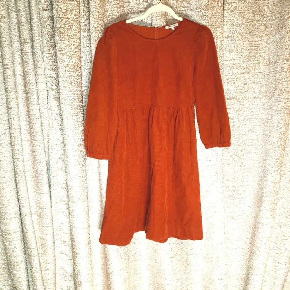 Madewell Orange A-Line Mini Dress with Bishop Sleeves